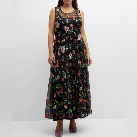 Johnny Was Emilda Floral Mesh Maxi Dress XL - Picture 5 of 13